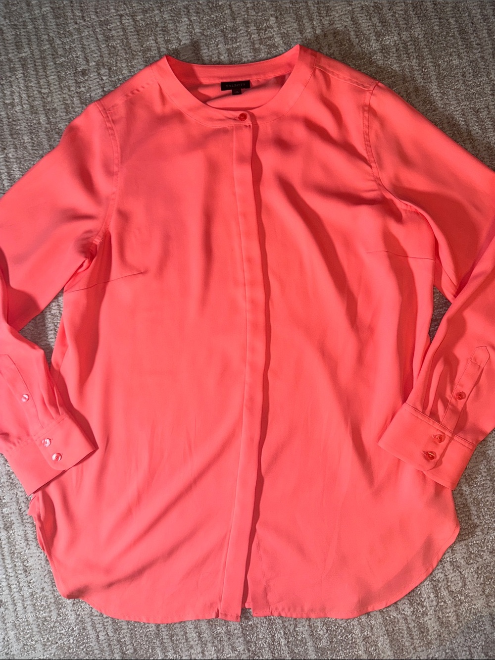 Talbots medium coral button down blouse womens casual work wear shirt top